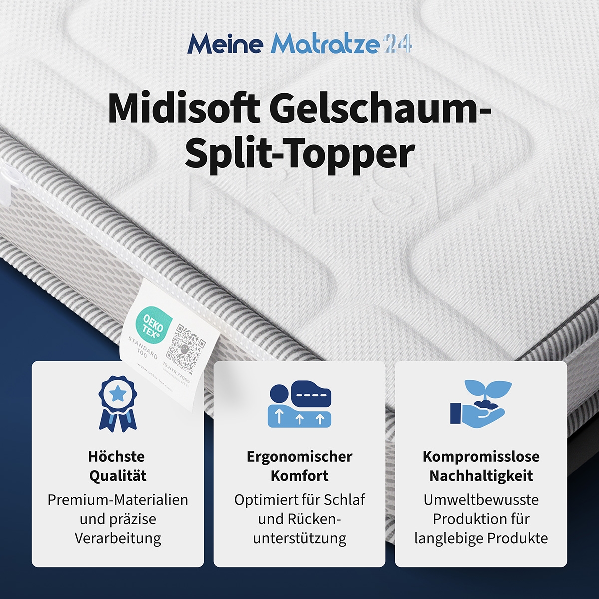 Infografik zu den Eigenschaften des MidiSoft-Split-Toppers